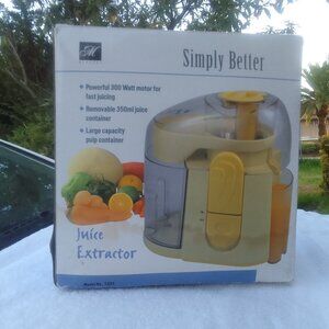 Simply Better juice extractor with 300-watt motor, etc.